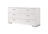 203503 Felicity 6-drawer Dresser White High Gloss