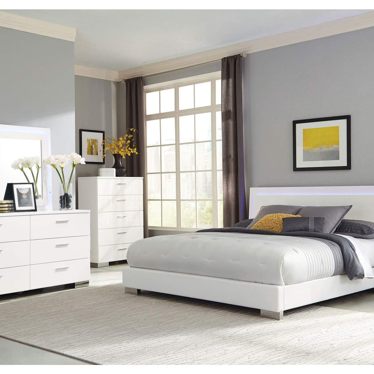 203503 Felicity 6-drawer Dresser White High Gloss