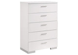 203505 Felicity 5-drawer Bedroom Chest White High Gloss