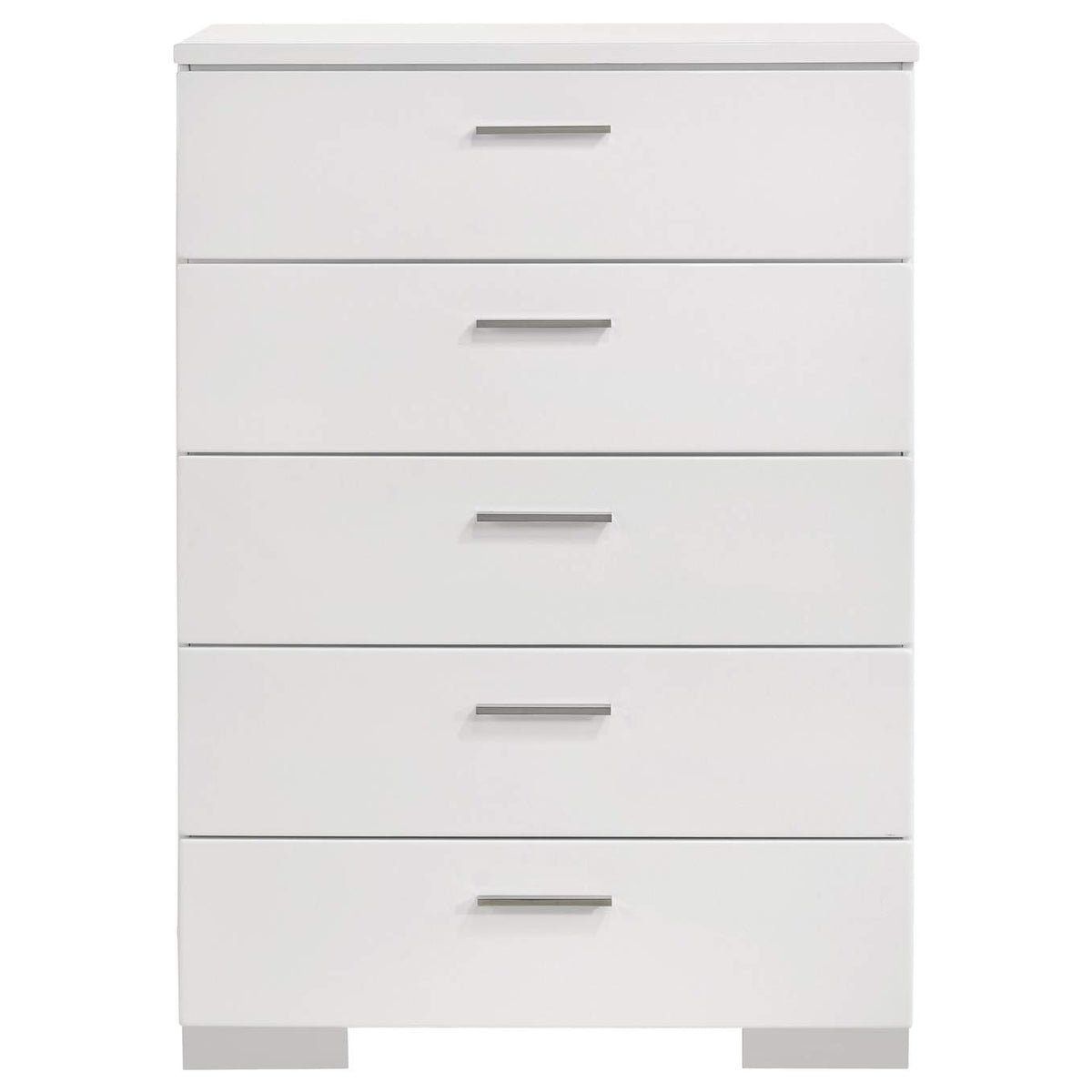 203505 Felicity 5-drawer Bedroom Chest White High Gloss