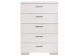 203505 Felicity 5-drawer Bedroom Chest White High Gloss