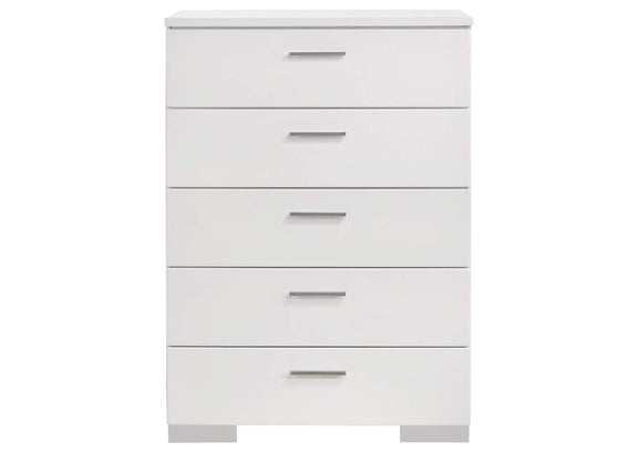203505 Felicity 5-drawer Bedroom Chest White High Gloss