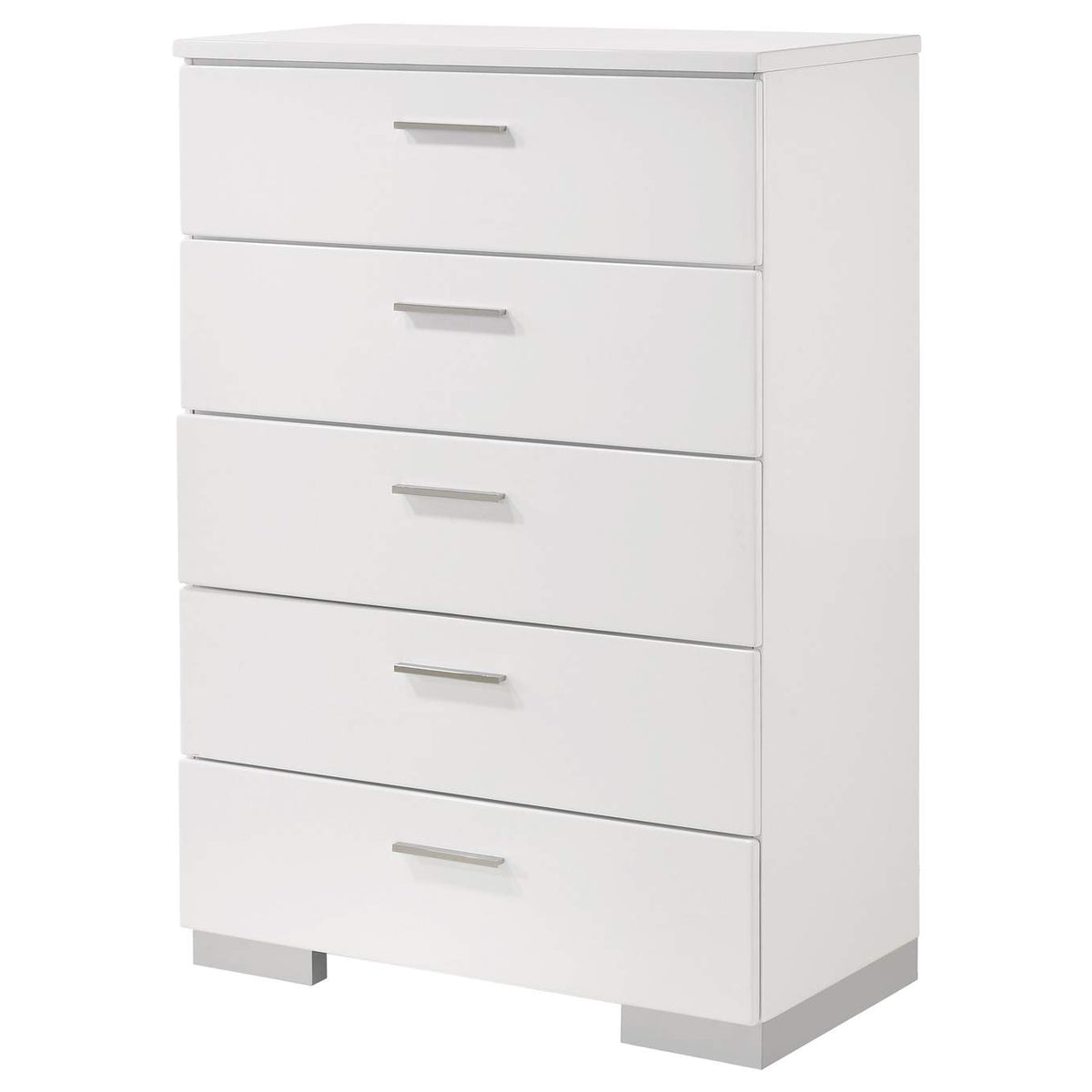 203505 Felicity 5-drawer Bedroom Chest White High Gloss