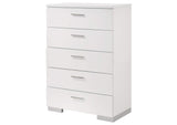 203505 Felicity 5-drawer Bedroom Chest White High Gloss