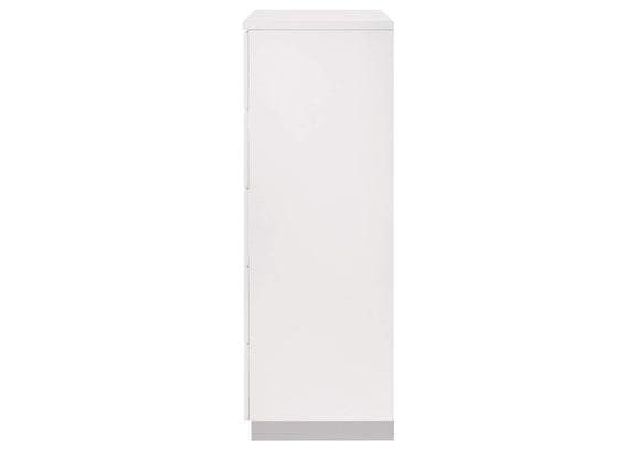 203505 Felicity 5-drawer Bedroom Chest White High Gloss
