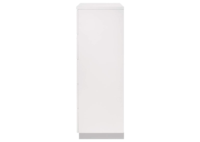 203505 Felicity 5-drawer Bedroom Chest White High Gloss