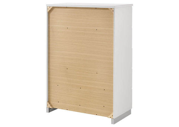 203505 Felicity 5-drawer Bedroom Chest White High Gloss