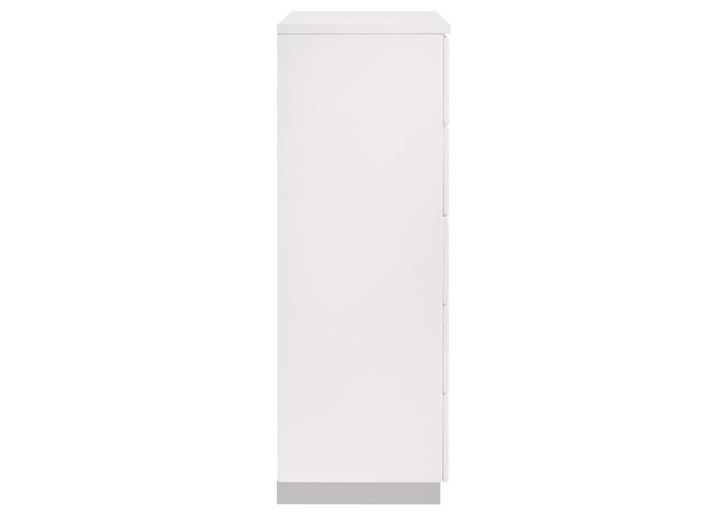 203505 Felicity 5-drawer Bedroom Chest White High Gloss