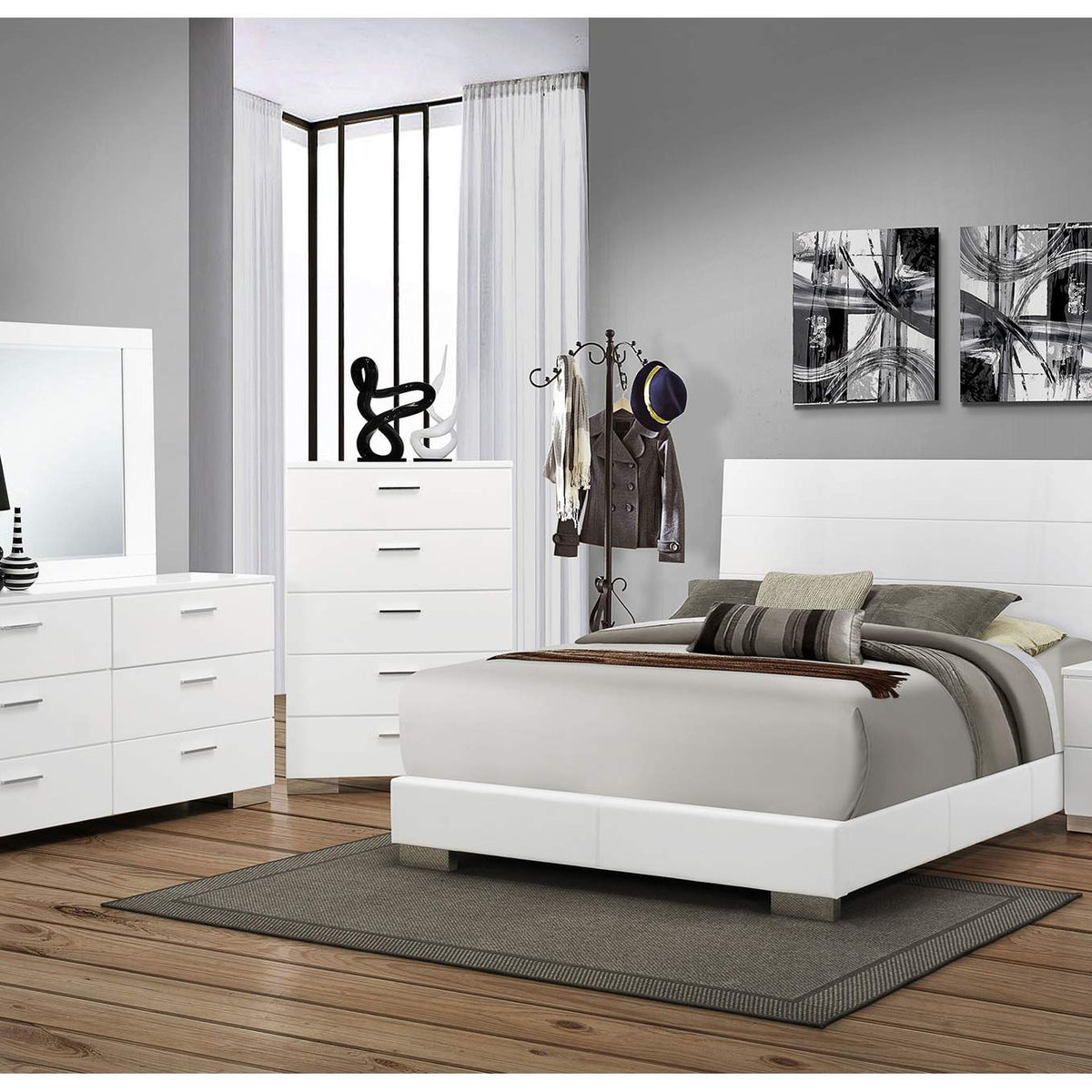 203505 Felicity 5-drawer Bedroom Chest White High Gloss