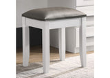 203507STL Felicity Upholstered Vanity Stool Metallic and Glossy White
