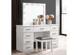 203507STL Felicity Upholstered Vanity Stool Metallic and Glossy White