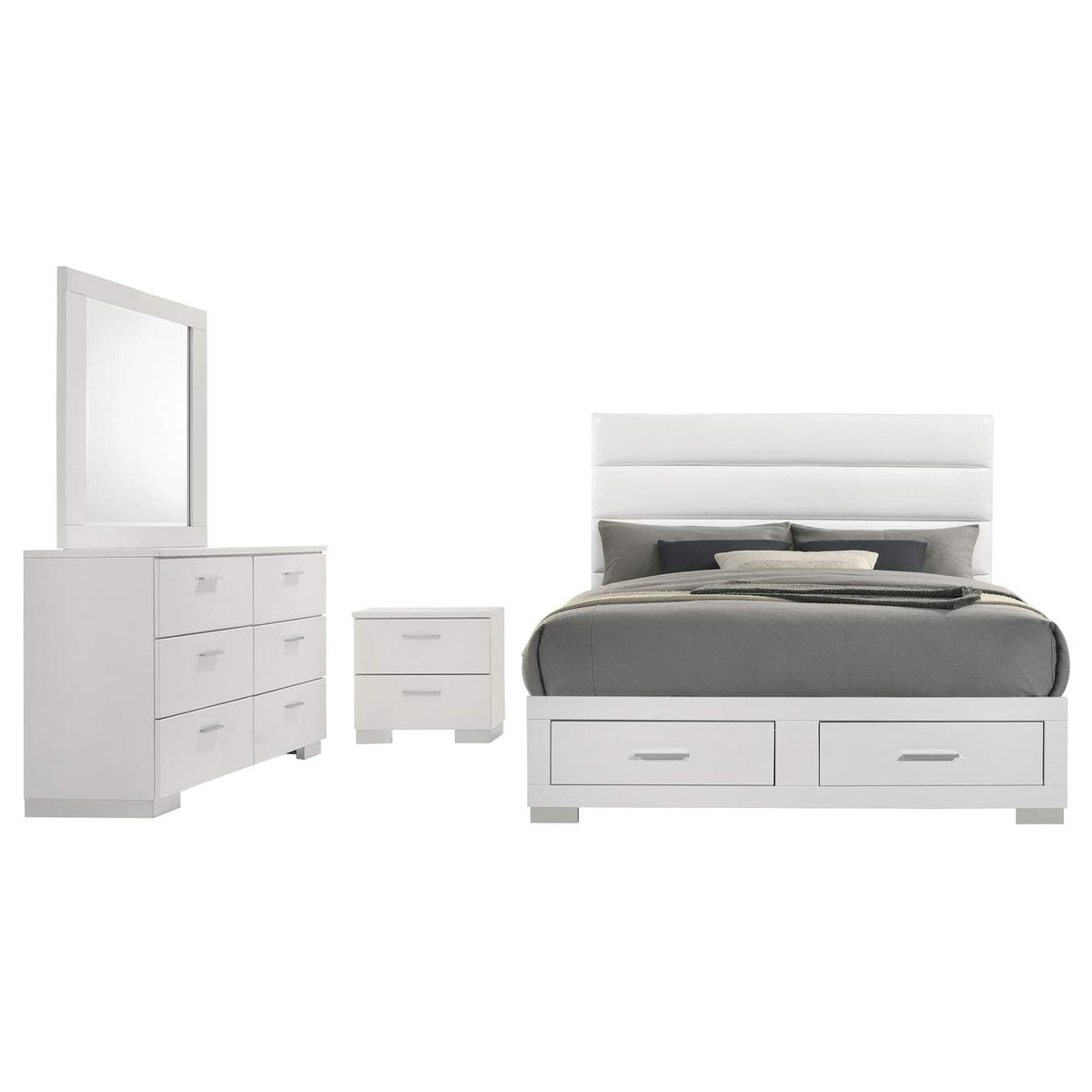 203510KE-S4 Felicity 4-piece Eastern King Platform Bedroom Set White