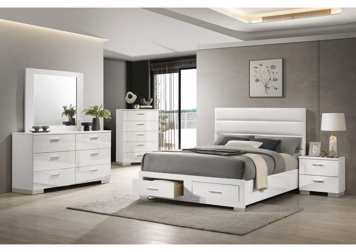 203510KE-S5 Felicity 5-piece Eastern King Platform Bedroom Set White