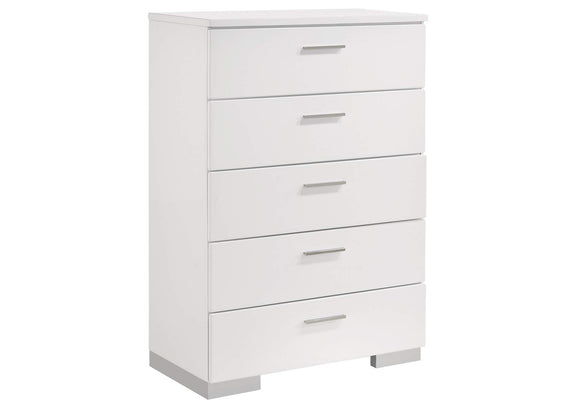 203510KE-S5 Felicity 5-piece Eastern King Platform Bedroom Set White