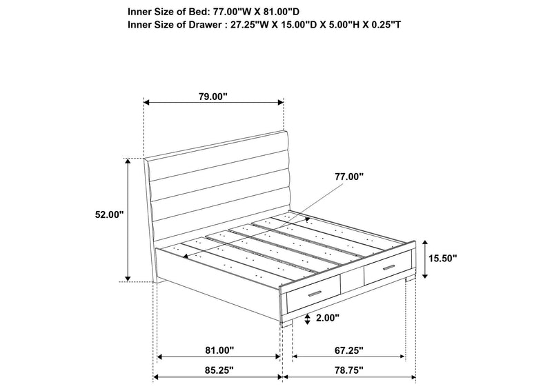203510KE-S5 Felicity 5-piece Eastern King Platform Bedroom Set White
