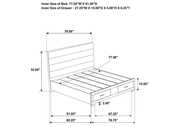 203510KE Felicity Eastern King Storage Bed White High Gloss