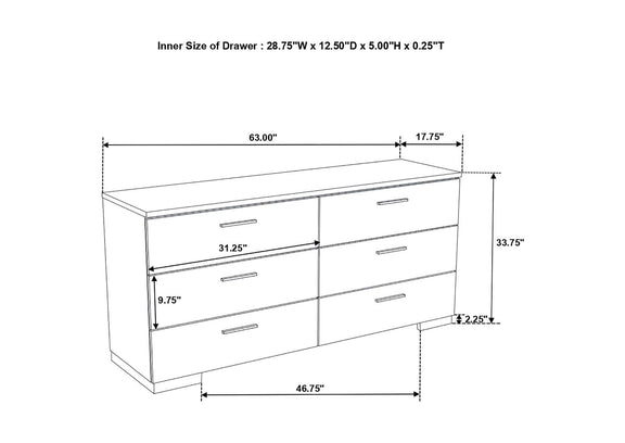 203510KW-S5 Felicity 5-piece California King Platform Bedroom Set White