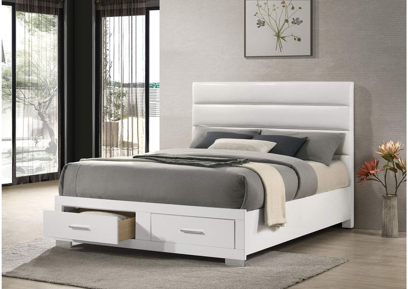 203510KW Felicity California King Storage Bed White High Gloss