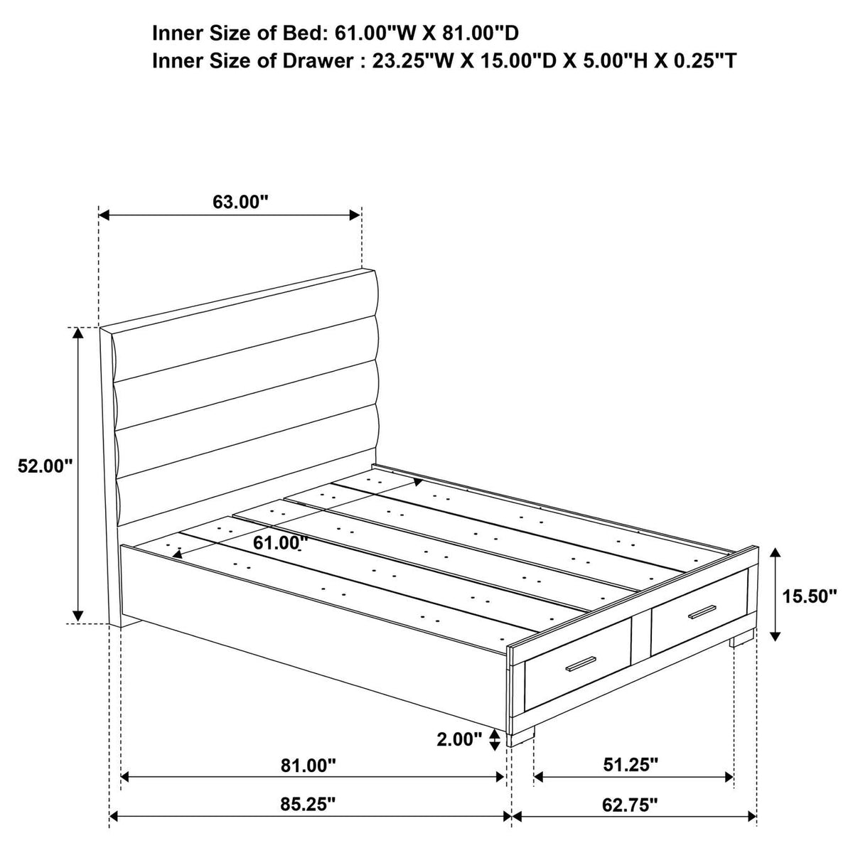 203510Q-S4 Felicity 4-piece Queen Platform Bedroom Set White