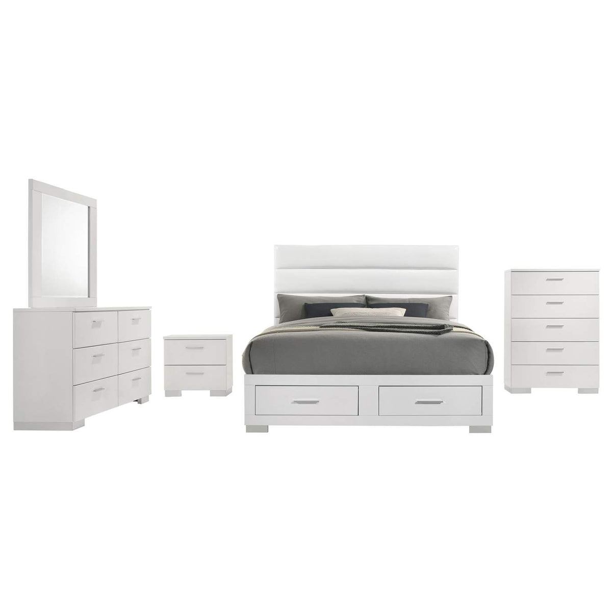 203510Q-S5 Felicity 5-piece Queen Platform Bedroom Set White