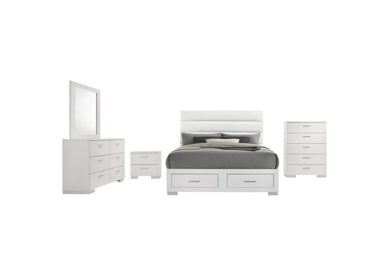 203510Q-S5 Felicity 5-piece Queen Platform Bedroom Set White