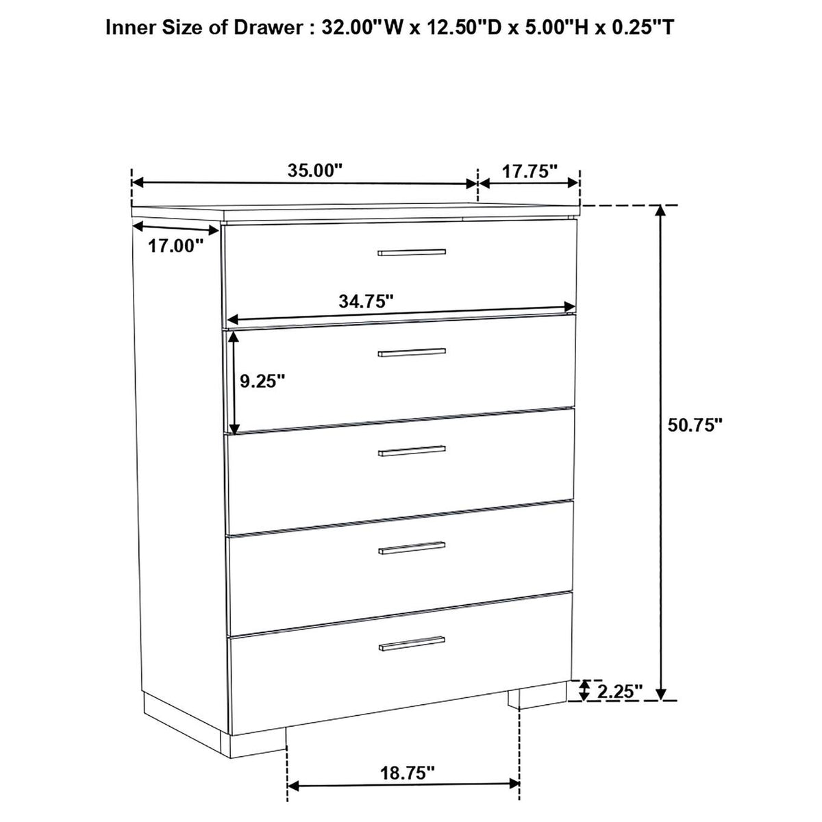 203510Q-S5 Felicity 5-piece Queen Platform Bedroom Set White