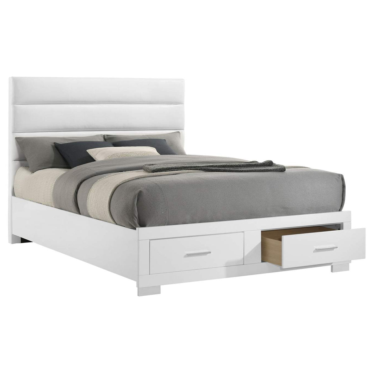 203510Q Felicity Queen Storage Bed White High Gloss