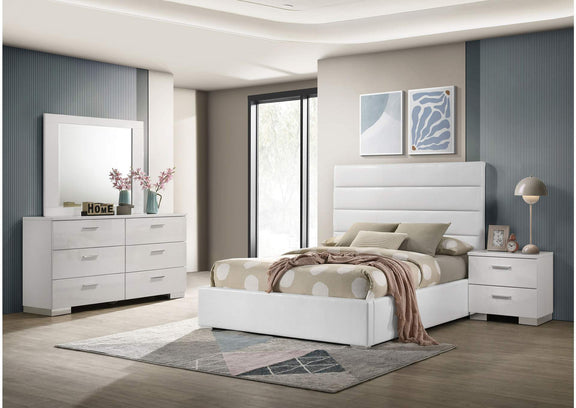 203511F-S4 Felicity 4-piece Full Bedroom Set White High Gloss