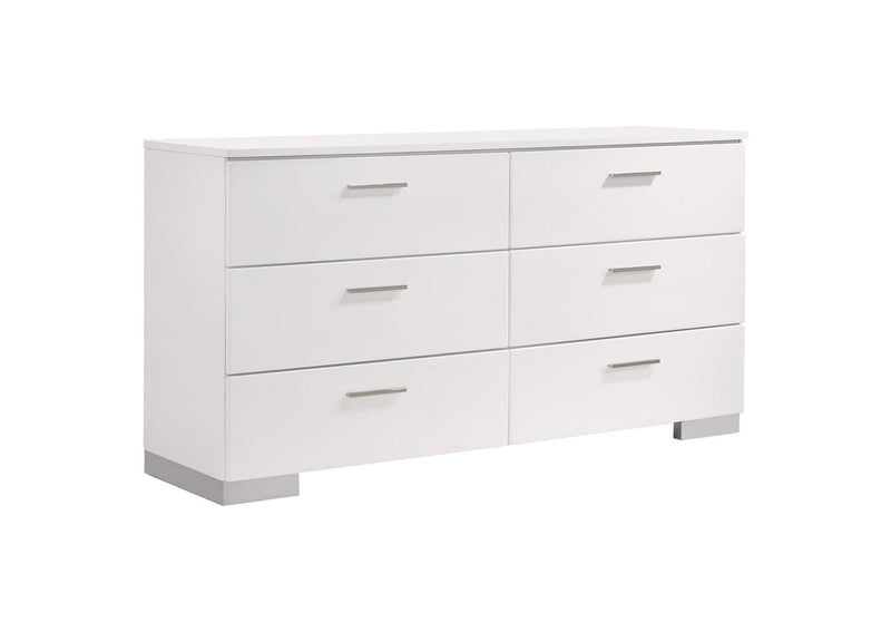203511F-S4 Felicity 4-piece Full Bedroom Set White High Gloss