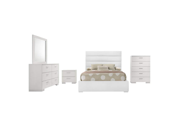 203511F-S5 Felicity 5-piece Full Bedroom Set White High Gloss