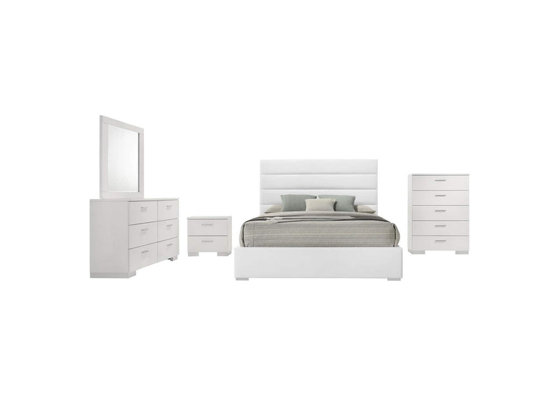 203511KE-S5 Felicity 5-piece Eastern King Bedroom Set White High Gloss