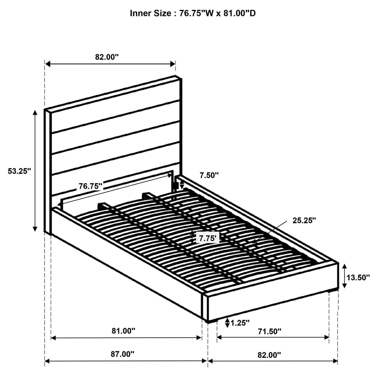 203511KE Felicity 53-inch Upholstered Eastern King Platform Bed White