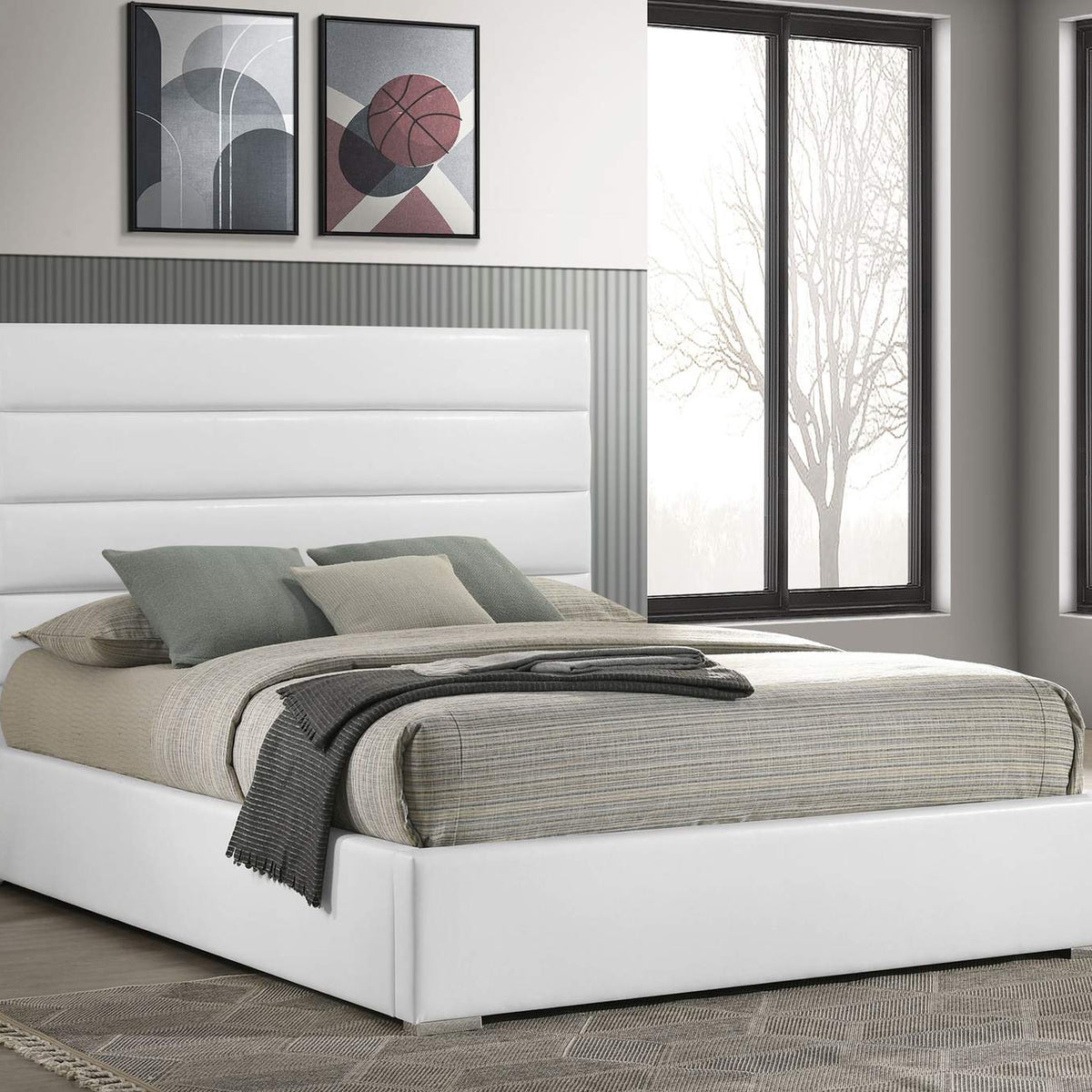 203511KW Felicity 53-inch Upholstered California King Bed White
