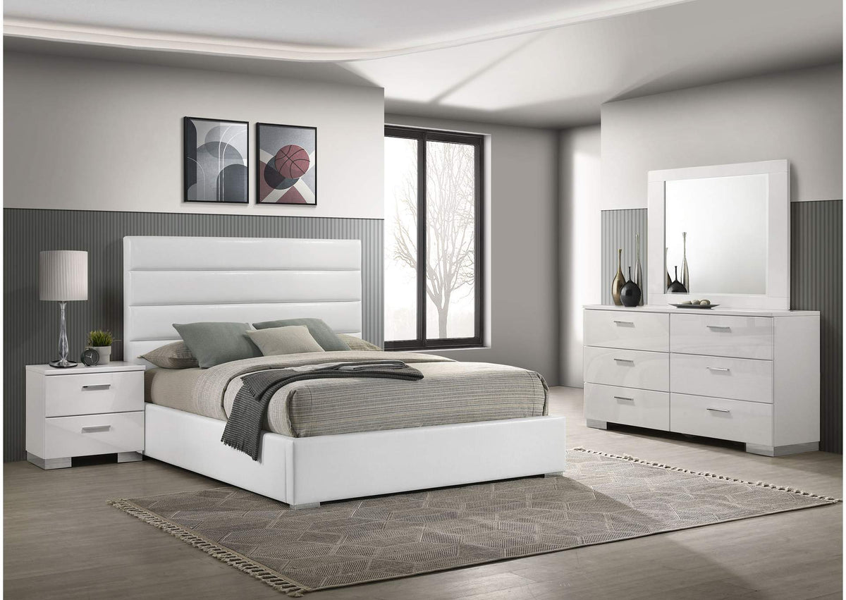 203511Q-S4 Felicity 4-piece Queen Bedroom Set White High Gloss