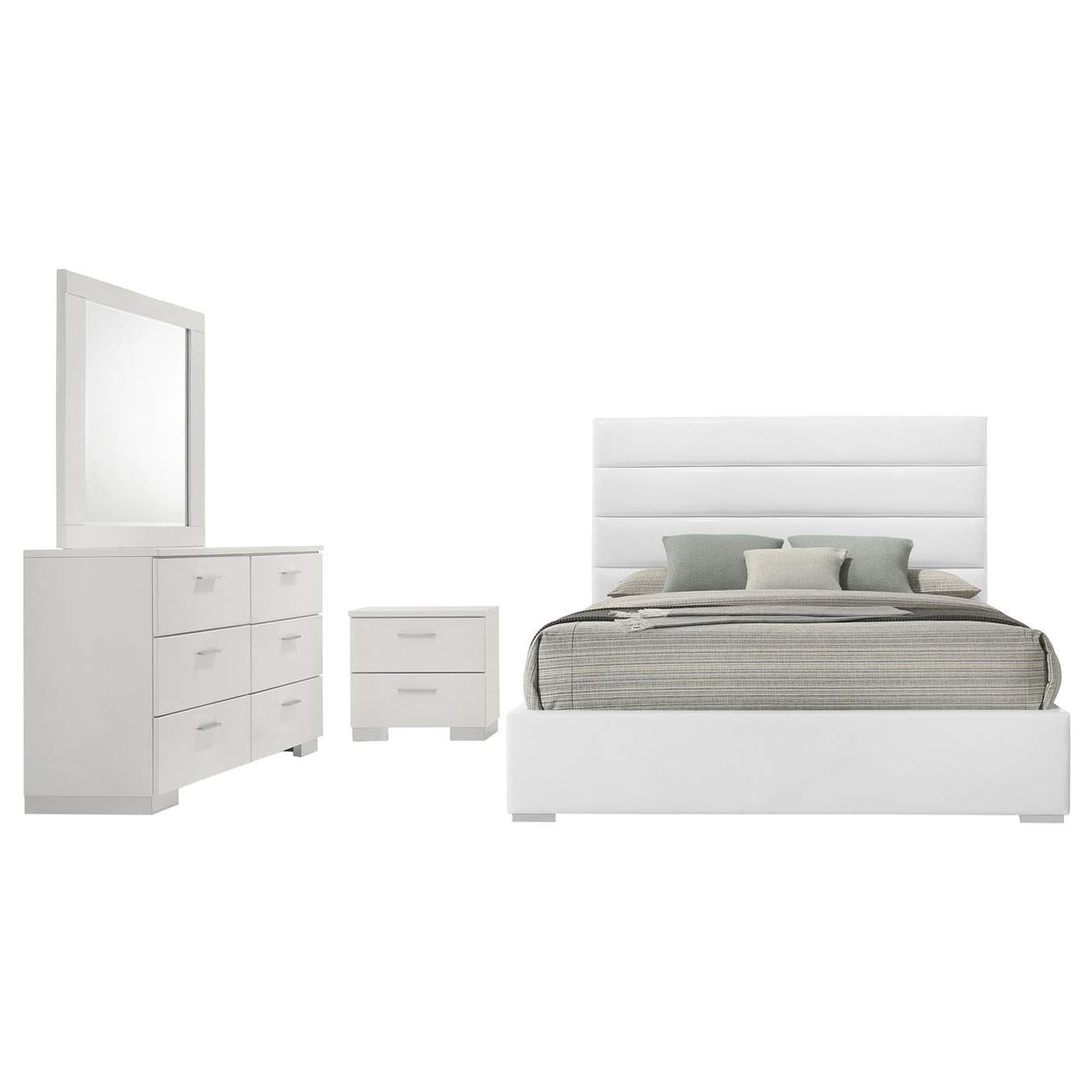 203511Q-S4 Felicity 4-piece Queen Bedroom Set White High Gloss