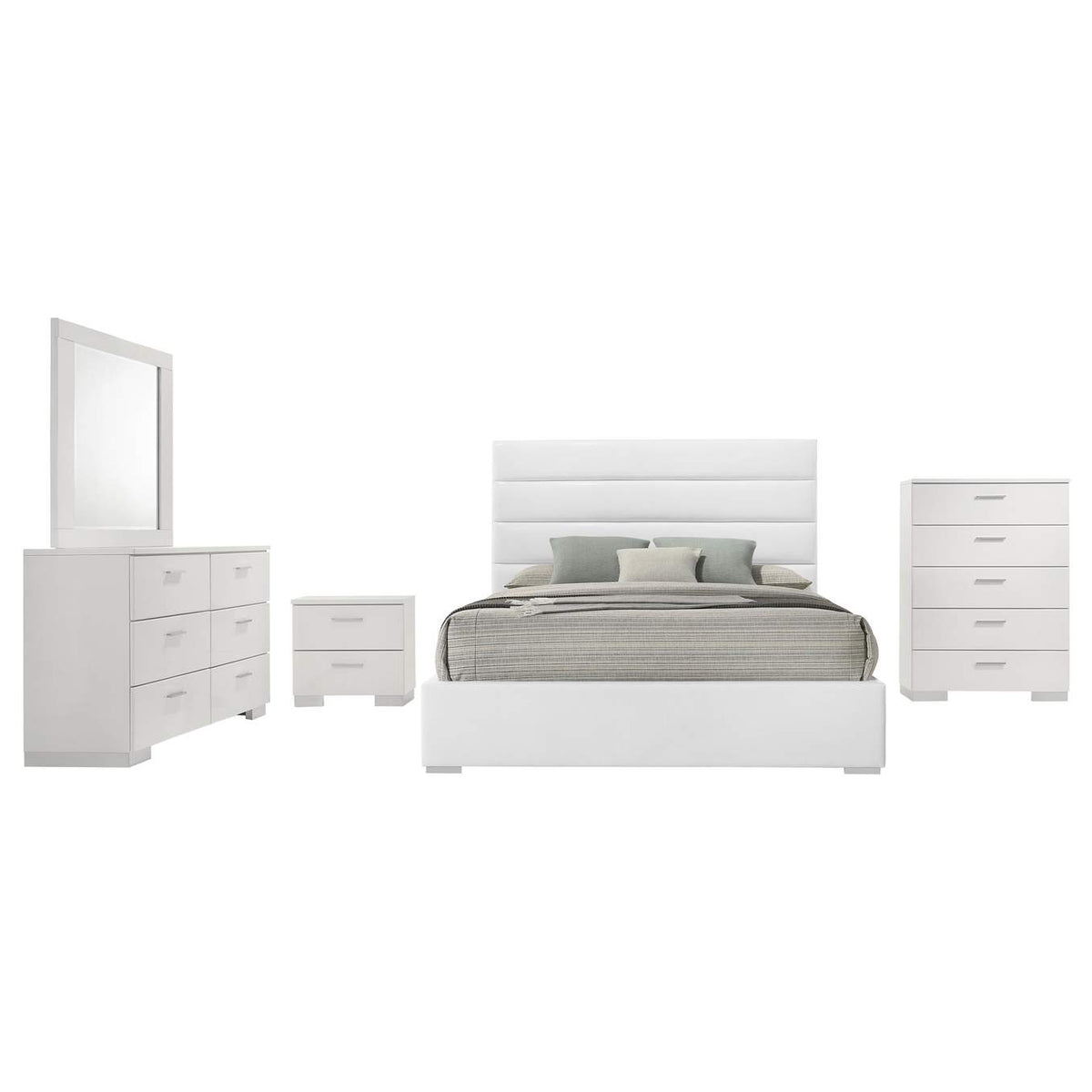 203511Q-S5 Felicity 5-piece Queen Bedroom Set White High Gloss