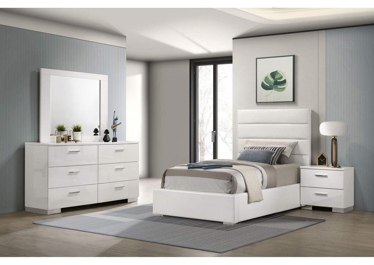 203511T-S4 Felicity 4-piece Twin Bedroom Set White High Gloss