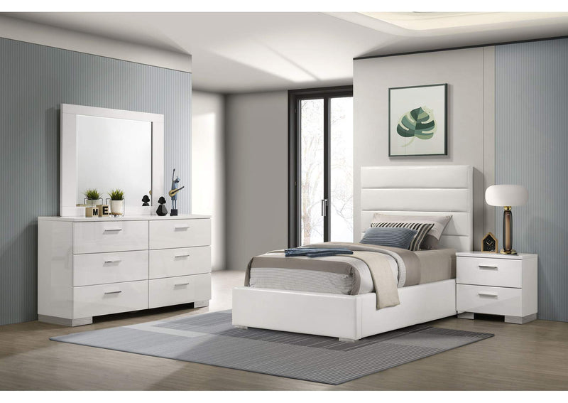 203511T-S4 Felicity 4-piece Twin Bedroom Set White High Gloss