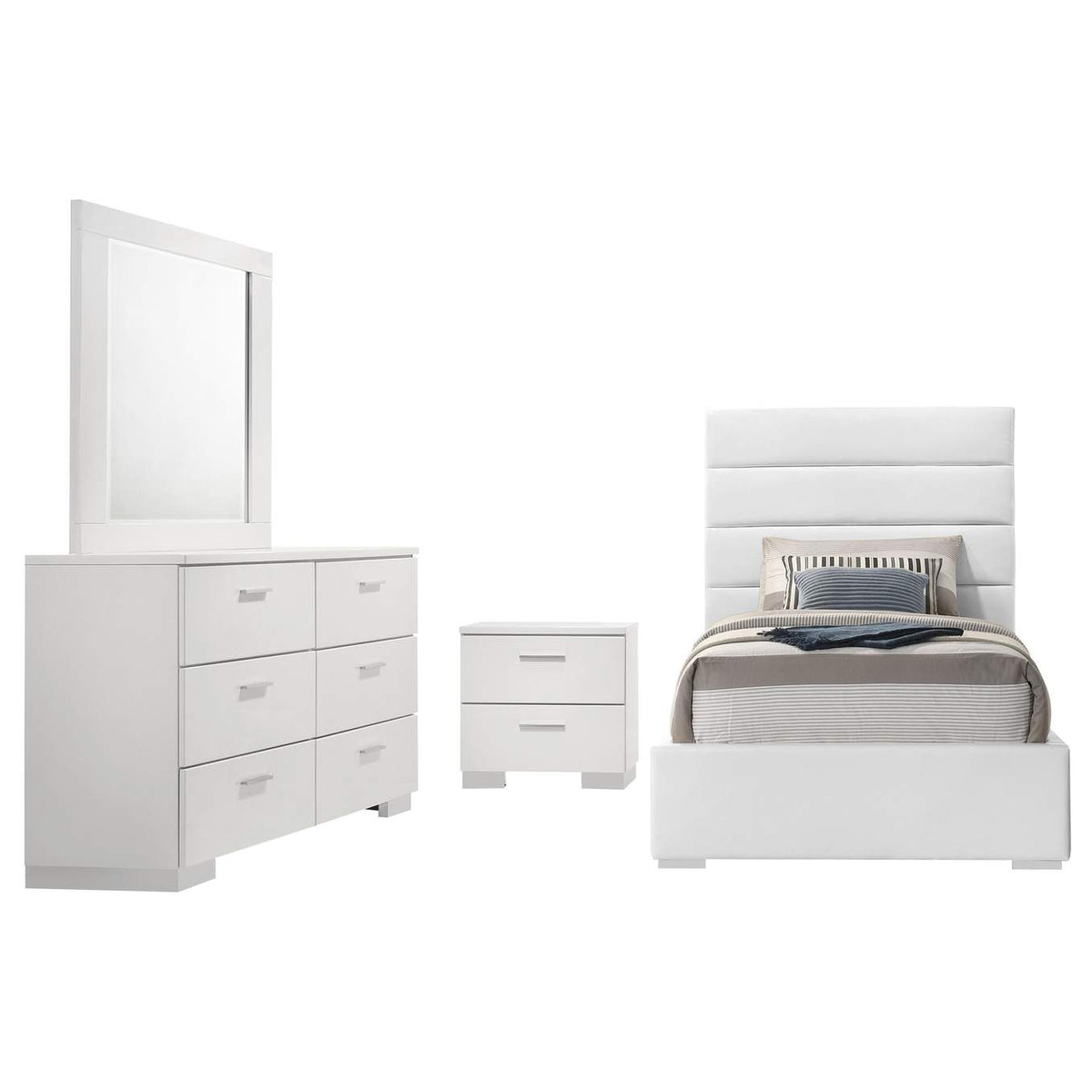 203511T-S4 Felicity 4-piece Twin Bedroom Set White High Gloss
