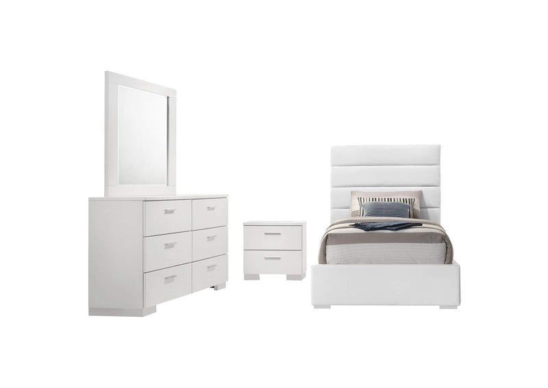 203511T-S4 Felicity 4-piece Twin Bedroom Set White High Gloss