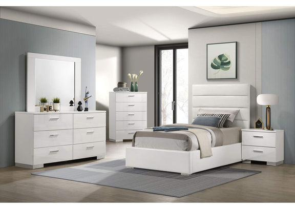 203511T-S5 Felicity 5-piece Twin Bedroom Set White High Gloss