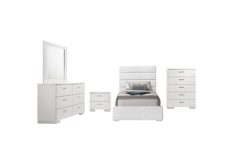 203511T-S5 Felicity 5-piece Twin Bedroom Set White High Gloss