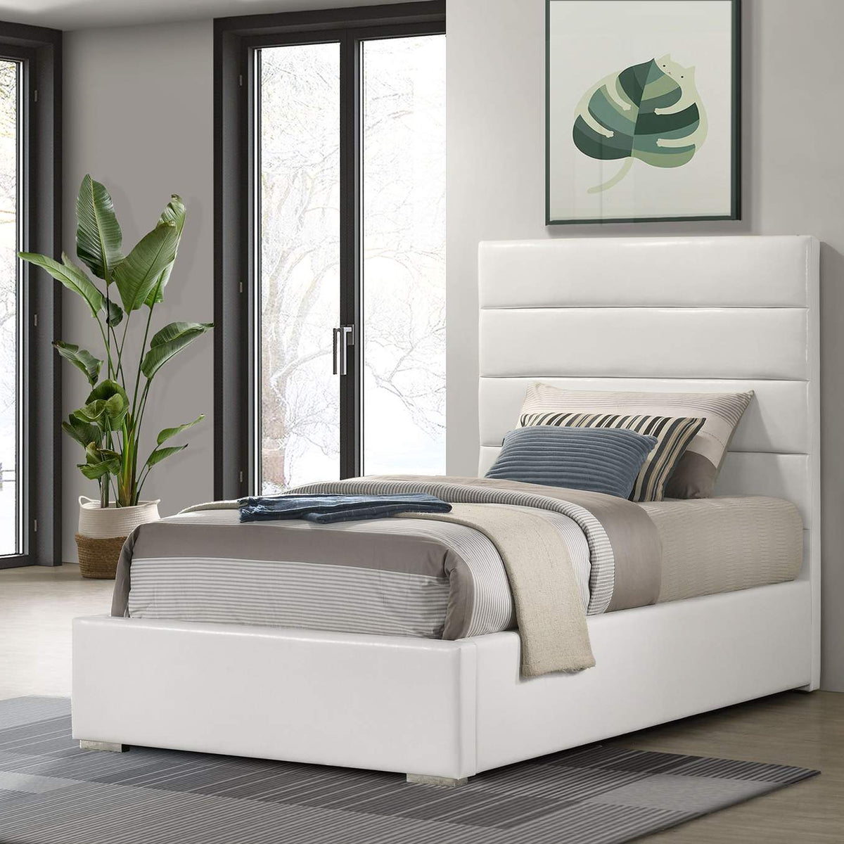 203511T Felicity 53-inch Upholstered Twin Platform Bed White