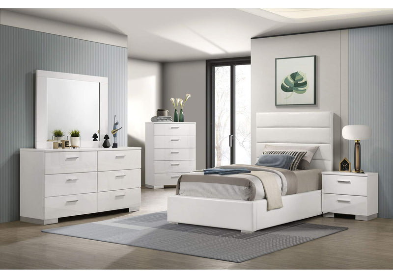 203511T Felicity 53-inch Upholstered Twin Platform Bed White