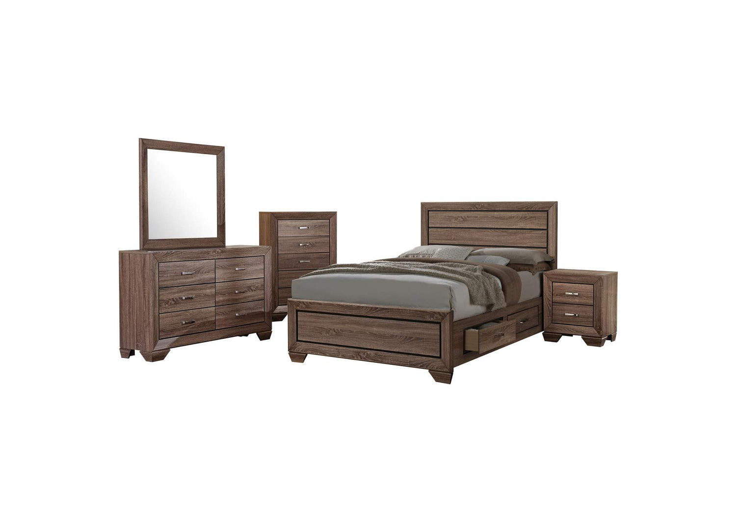 Kauffman 5-piece Eastern King Bedroom Set Washed Taupe