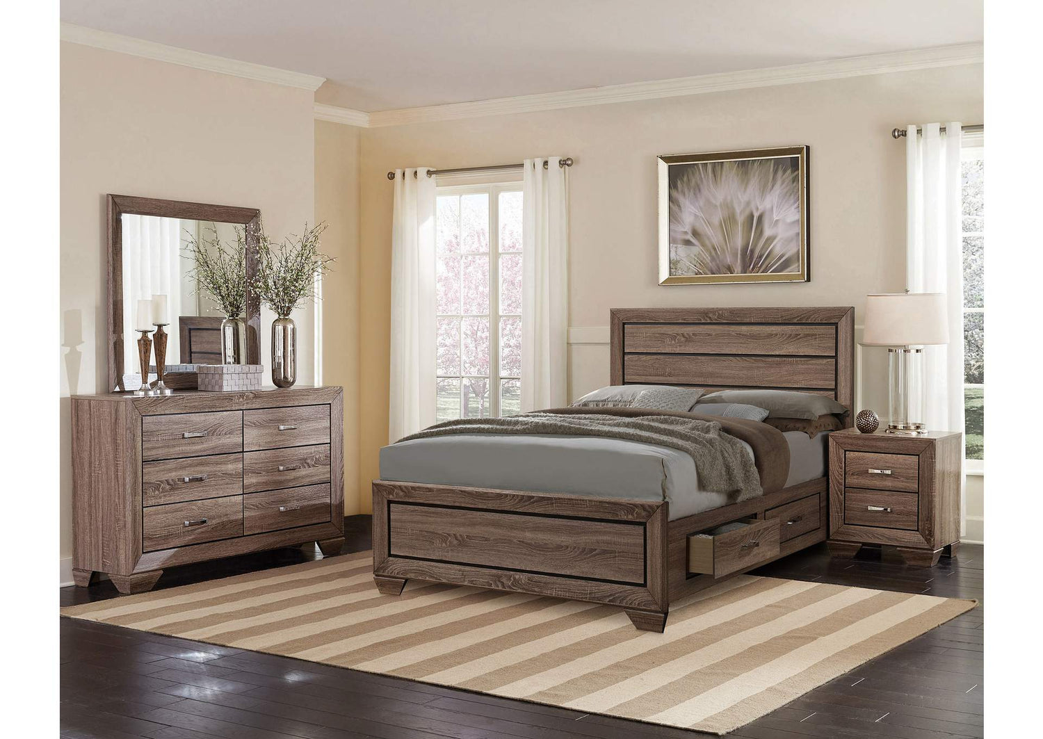 Kauffman 4-piece California King Bedroom Set Washed Taupe