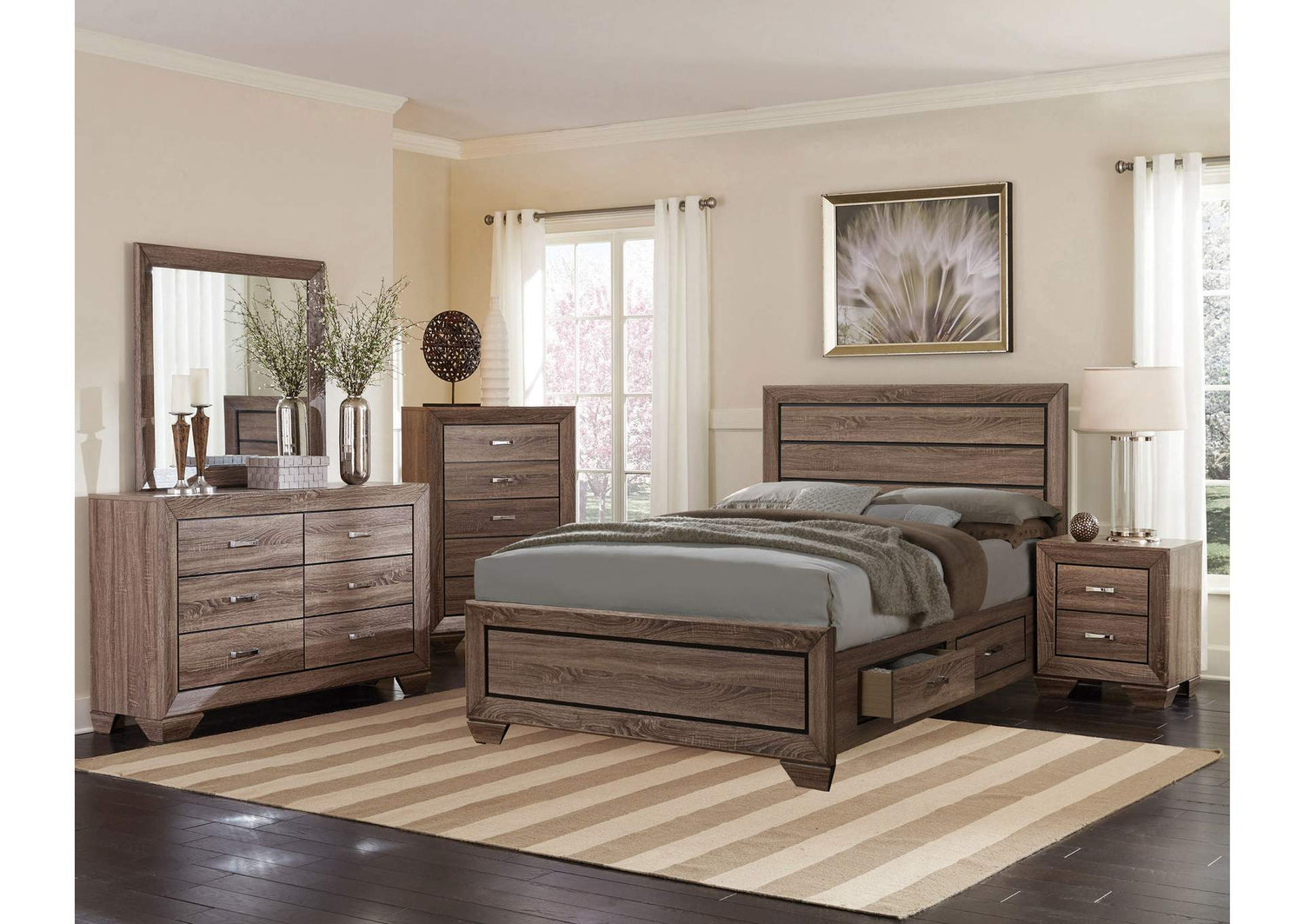 Kauffman 5-piece Queen Bedroom Set Washed Taupe