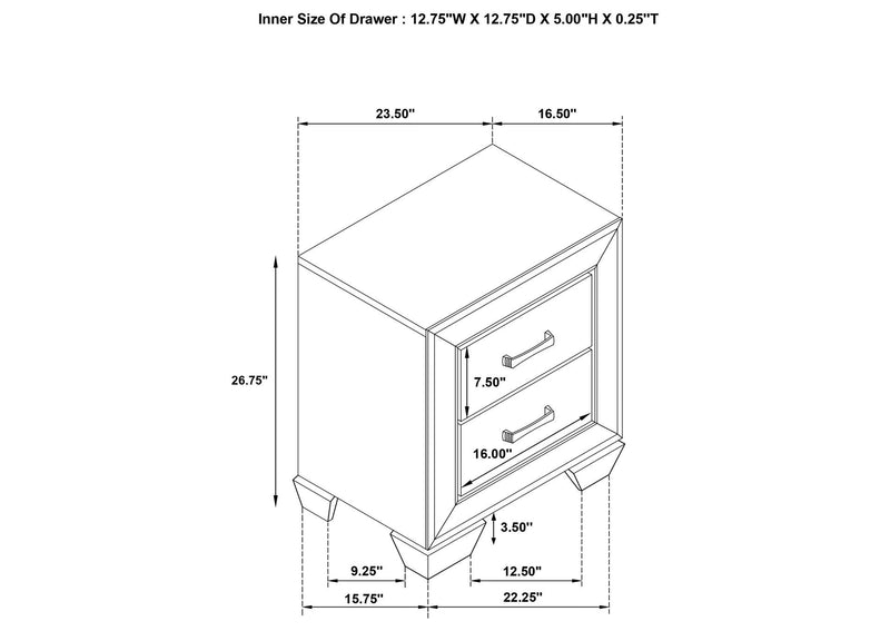 204192 Kauffman 2-drawer Nightstand Washed Taupe
