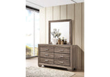 204193M Kauffman 6-drawer Dresser with Mirror Washed Taupe