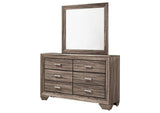 204193M Kauffman 6-drawer Dresser with Mirror Washed Taupe